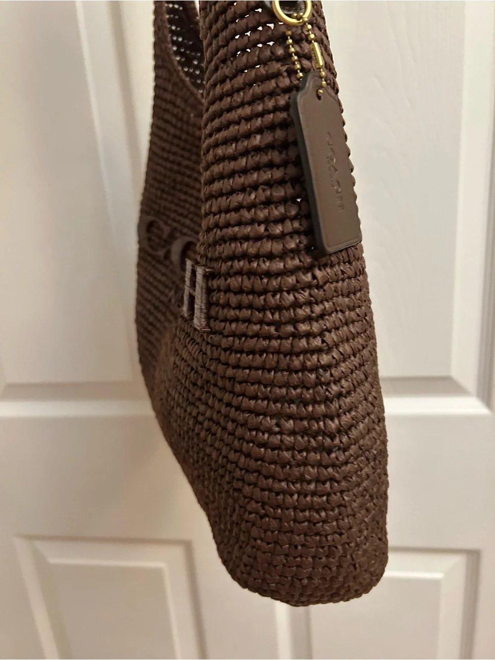 Coach Brown Woven Logo Hobo Bag